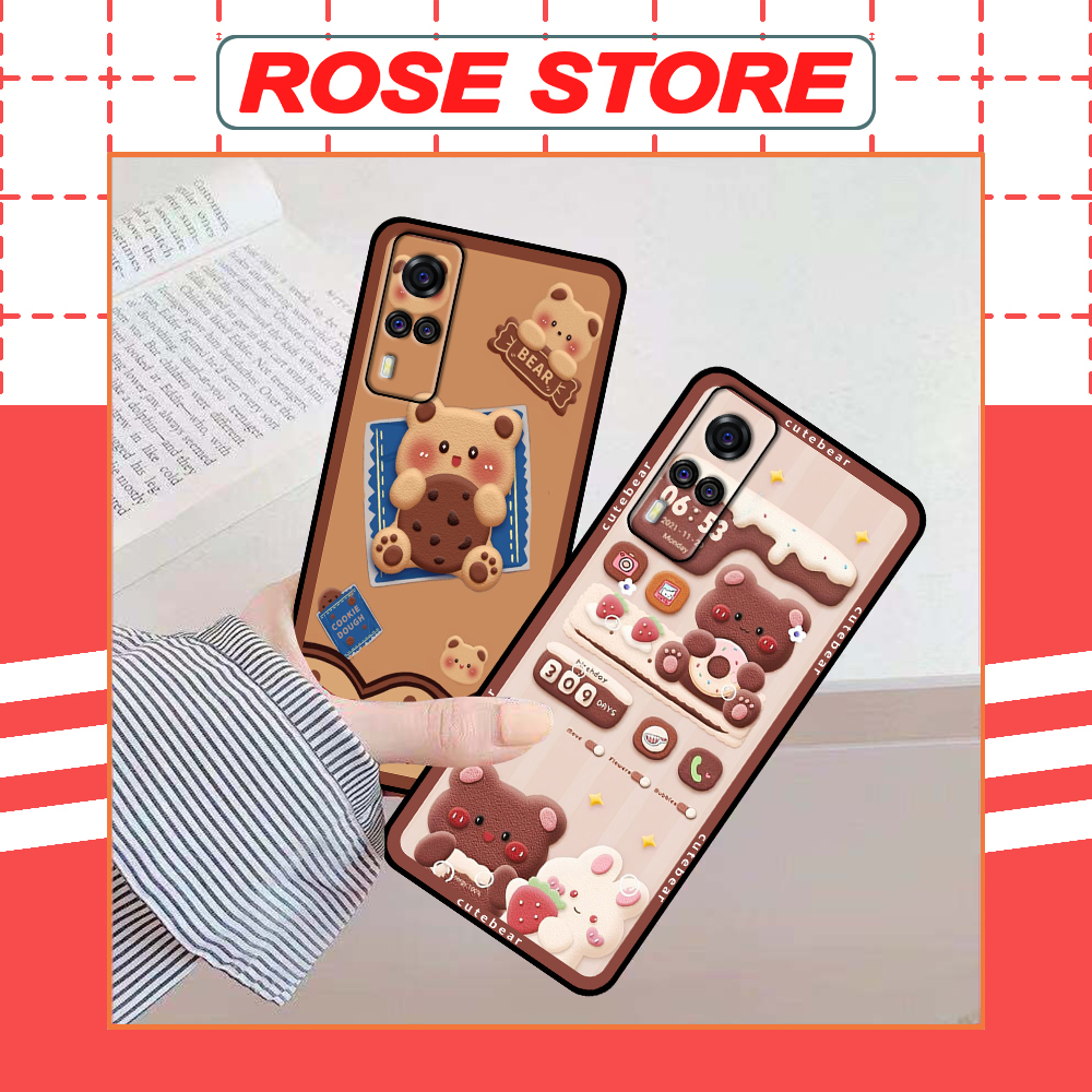 Ốp Vivo Y51 2020 / Y51s / Y72 5G / Y53s in hình gấu bánh quy nâu rẻ bền đẹp