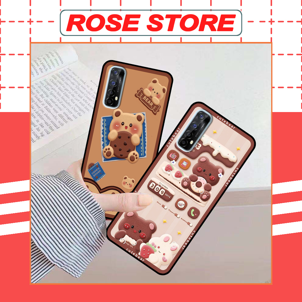 Ốp Realme 7 / 7 Pro in hình gấu bánh quy nâu rẻ bền đẹp