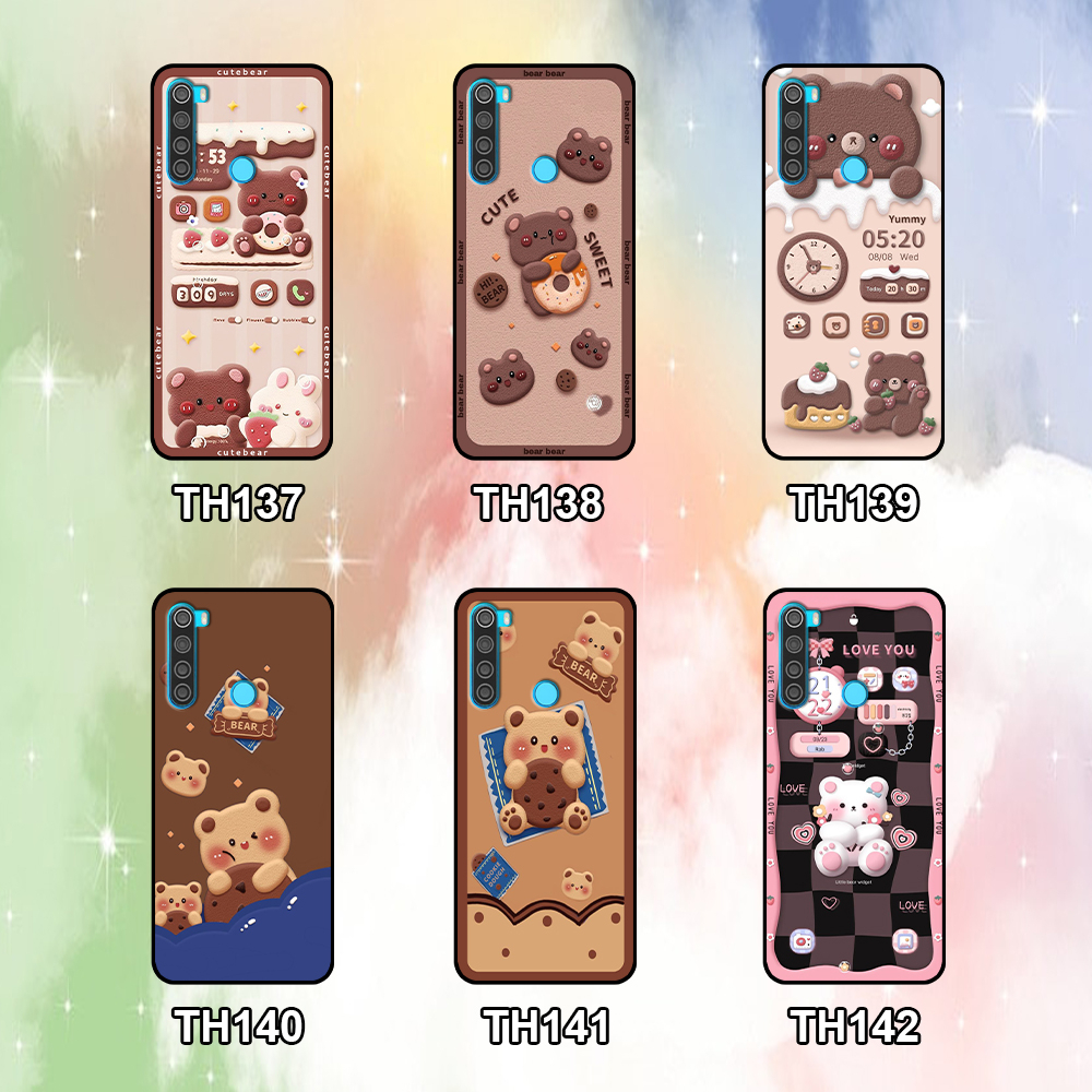 Ốp Xiaomi Redmi Note 8 / Note 8 Pro in hình gấu bánh quy nâu rẻ bền đẹp