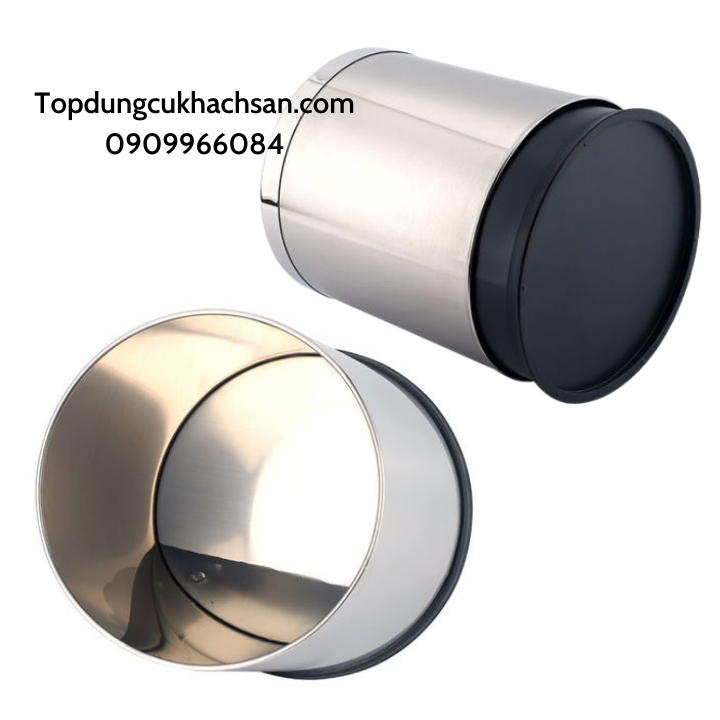 Thùng rác inox không nắp 2 lớp cho văn phòng, khách sạn
