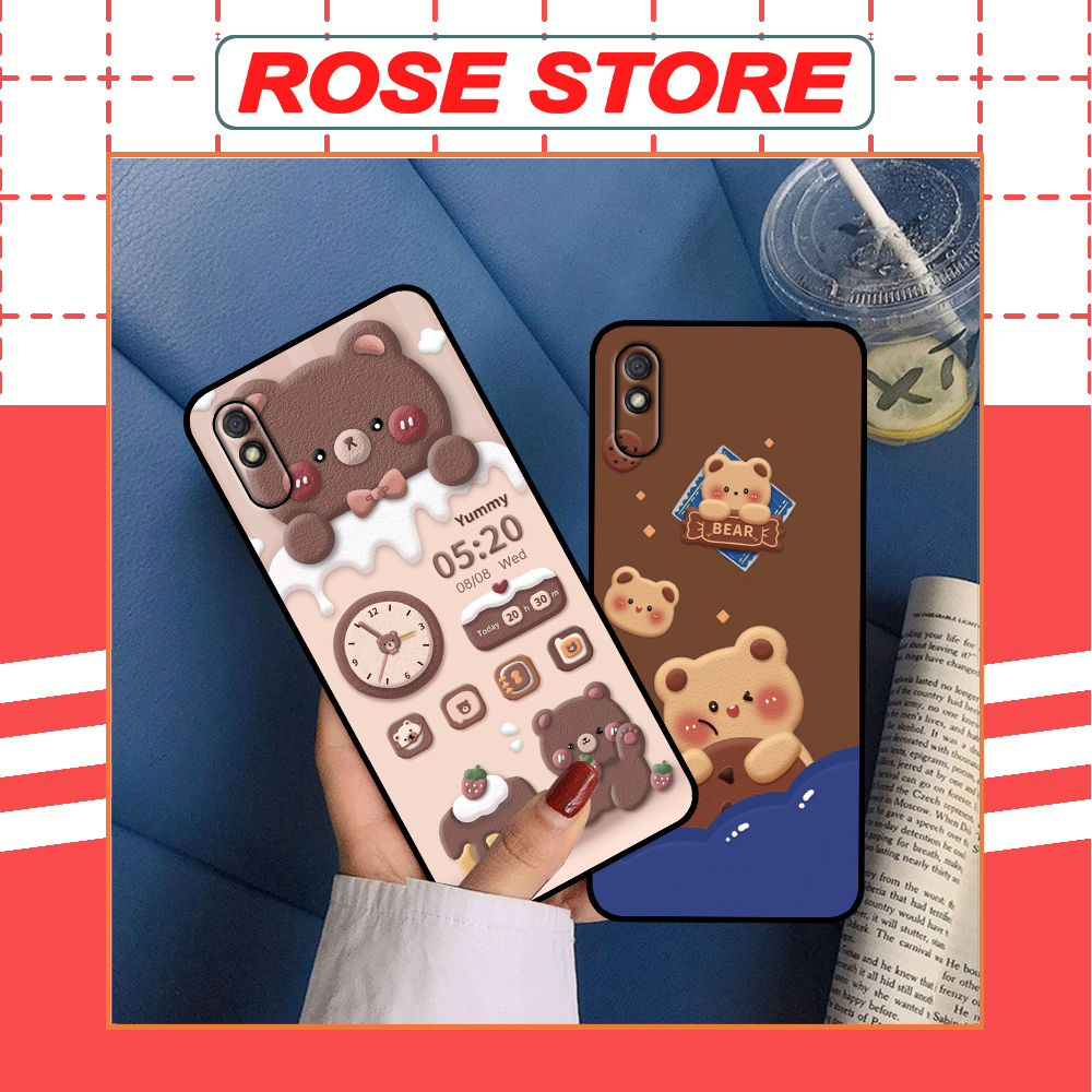 Ốp Xiaomi Redmi 9A in hình gấu bánh quy nâu rẻ bền đẹp