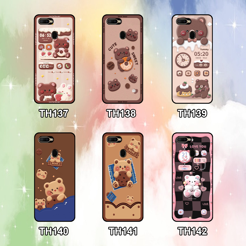 Ốp Oppo A5s / A7 / F9 / A12 in hình gấu bánh quy nâu rẻ bền đẹp