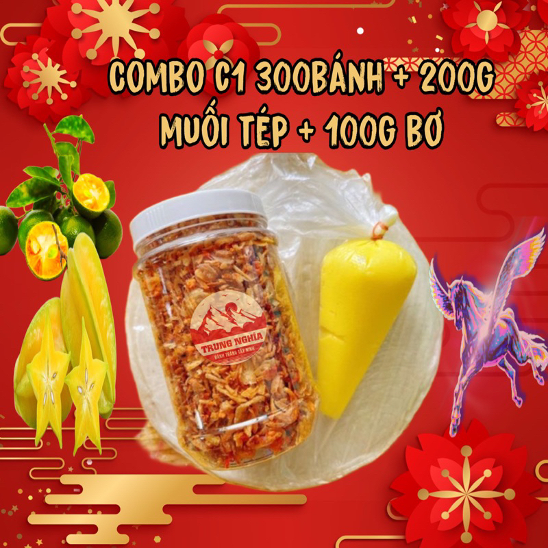 Combo Bánh Tráng 300gr + 200gr Muối Hành Phi +100gr Bơ