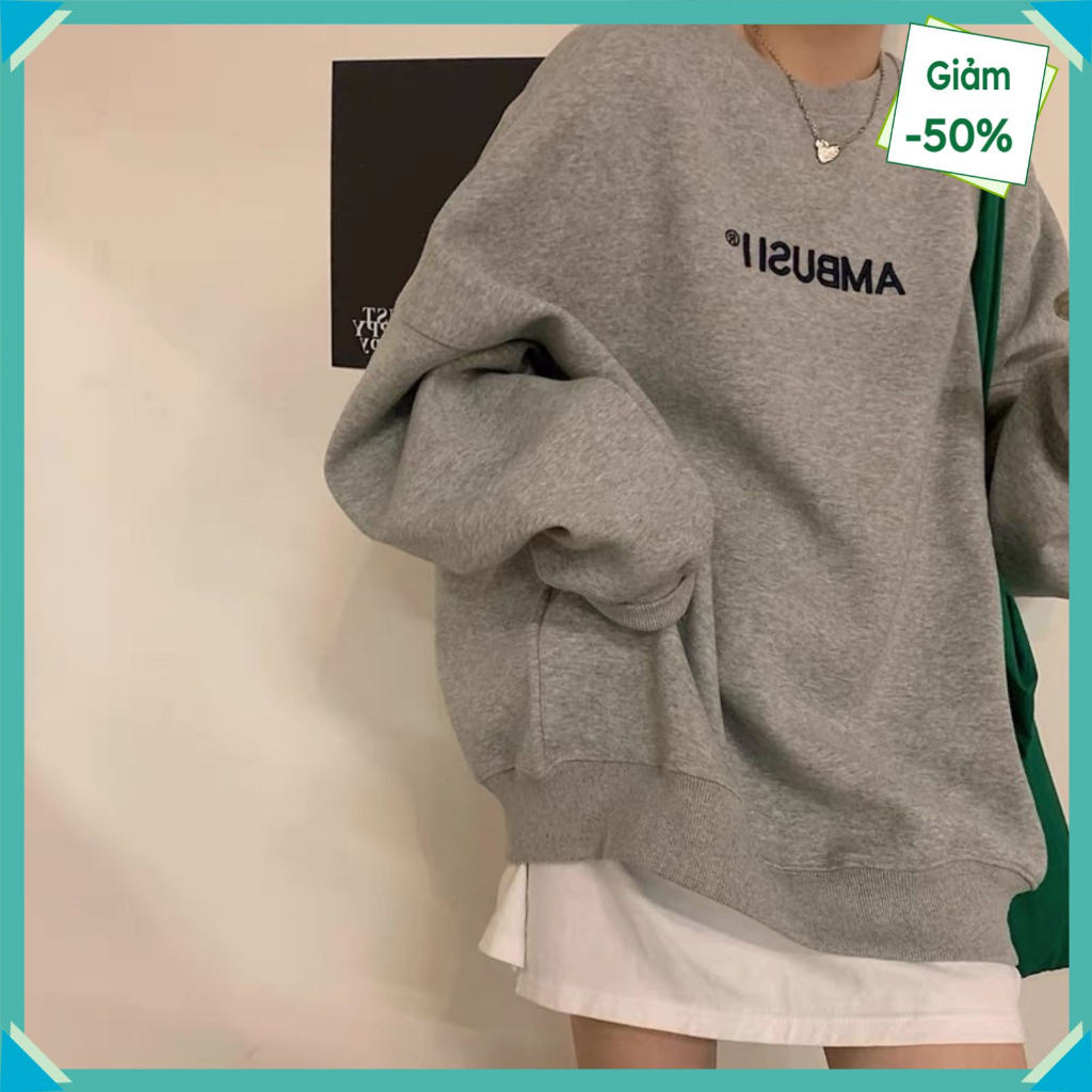 Áo sweater dày dặn AMBUSII, áo nỉ bông nam nữ chất đẹp thời trang - Latieungushop19