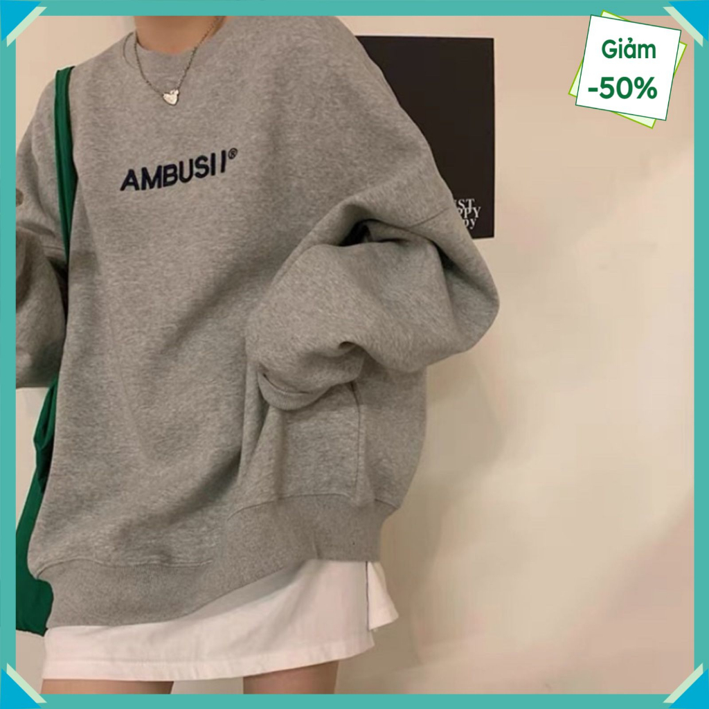 Áo sweater dày dặn AMBUSII, áo nỉ bông nam nữ chất đẹp thời trang - Latieungushop19