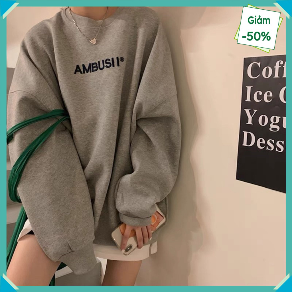 Áo sweater dày dặn AMBUSII, áo nỉ bông nam nữ chất đẹp thời trang - Latieungushop19