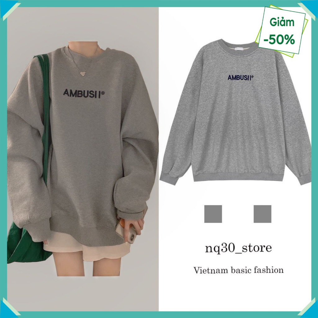 Áo sweater dày dặn AMBUSII, áo nỉ bông nam nữ chất đẹp thời trang - Latieungushop19