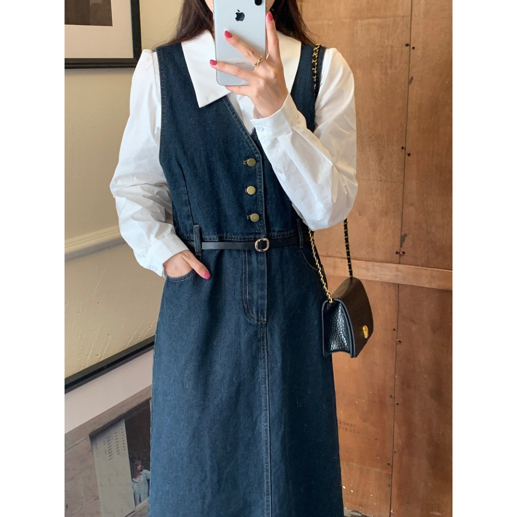 Váy Yếm Dáng Dài Váy Jean Dài Sát Nách Winshop1997 Tặng Kèm Đai Bó Eo F2 | BigBuy360 - bigbuy360.vn