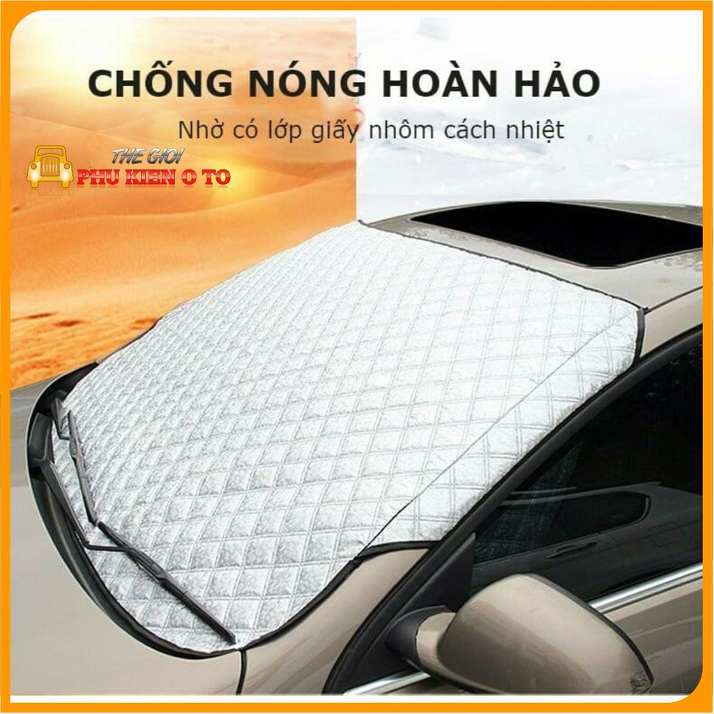 Bạt phủ kính lái xe ô tô tráng nhôm 4 lớp cao cấp loại to 143x113cm