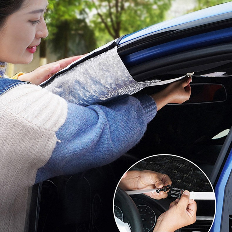 Bạt phủ kính lái xe ô tô tráng nhôm 4 lớp cao cấp loại to 143x113cm