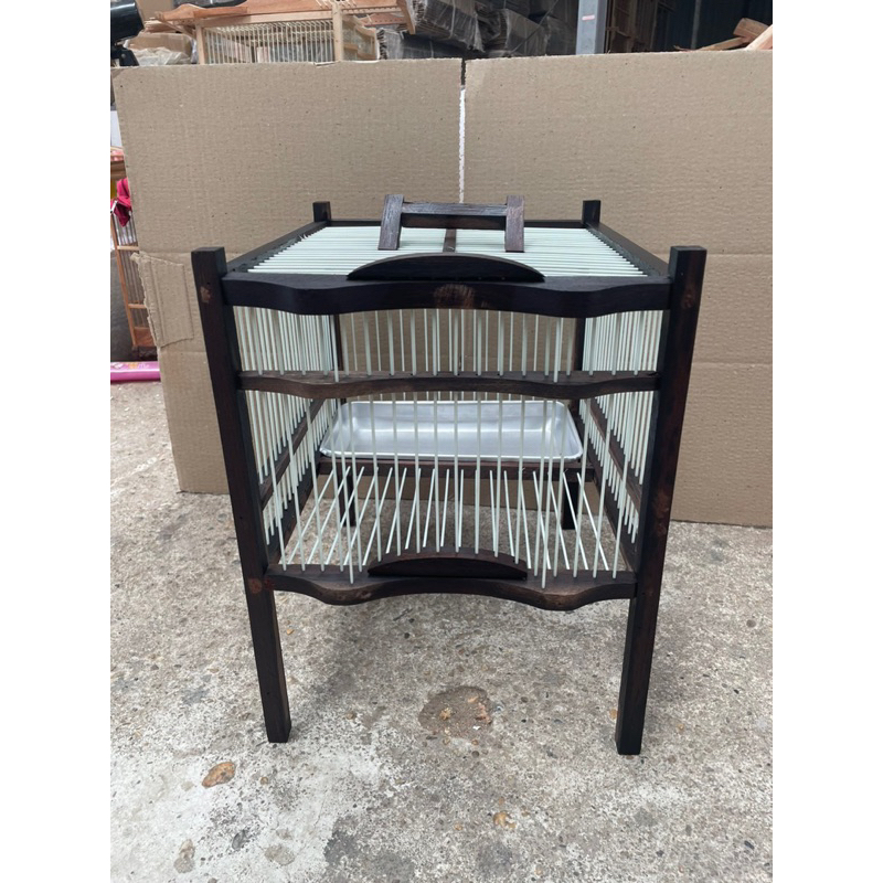 Khung tắm to tự giáp gỗ mun đuôi công 25 nan. dài 35 rông 33 cao 38