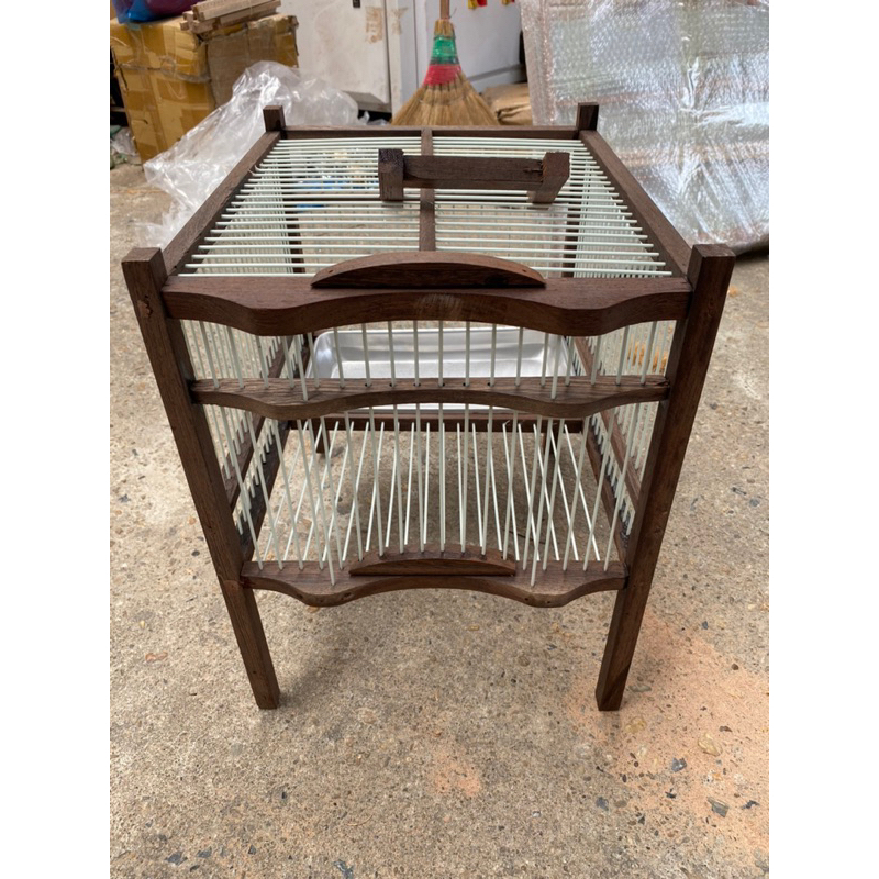 Khung tắm to tự giáp gỗ mun đuôi công 25 nan. dài 35 rông 33 cao 38