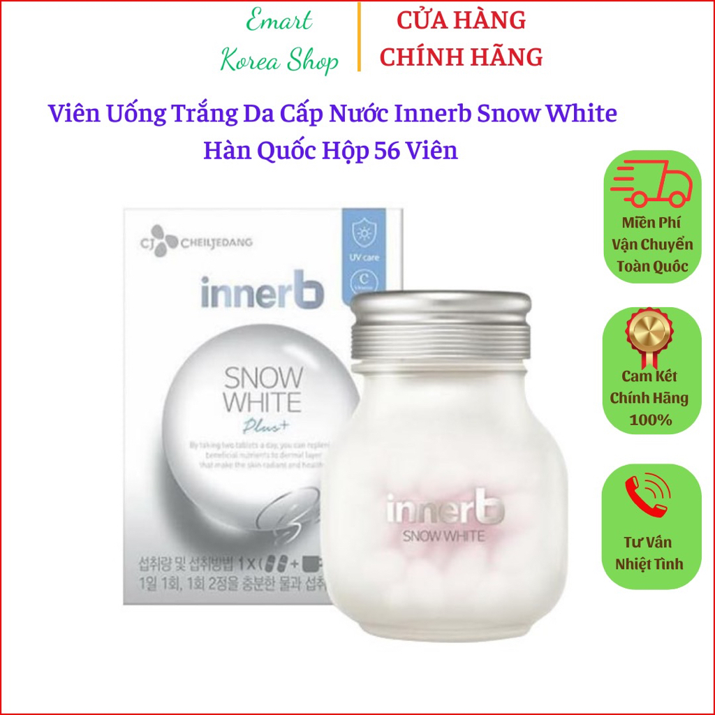 Viên Uống Trắng Da Cấp Nước Innerb Aqua Rich Hàn Quốc, Hộp 56 viên. Giúp cải thiện làn da mịn màng, sáng bóng