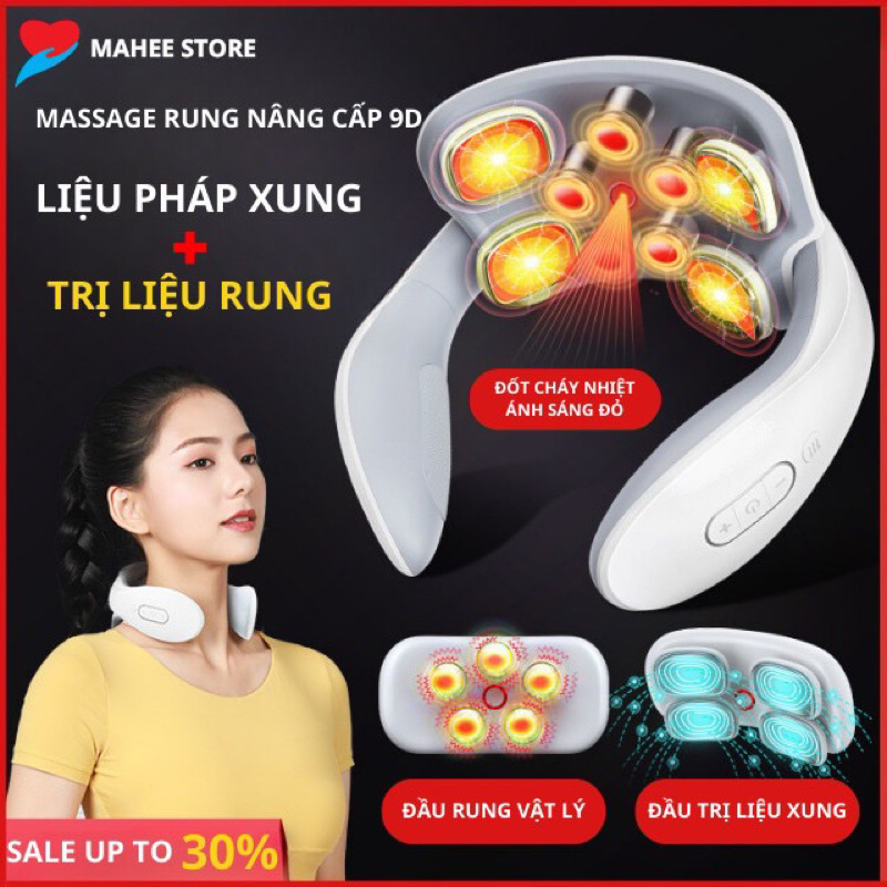Máy Massage Cổ Vai Gáy Nâng Cấp 9D, Mát Xa Xung Điện Với 5 Điểm Rung Trị Liệu Chuyên Sâu, Giảm Đau Mỏi - MAHEE STORE