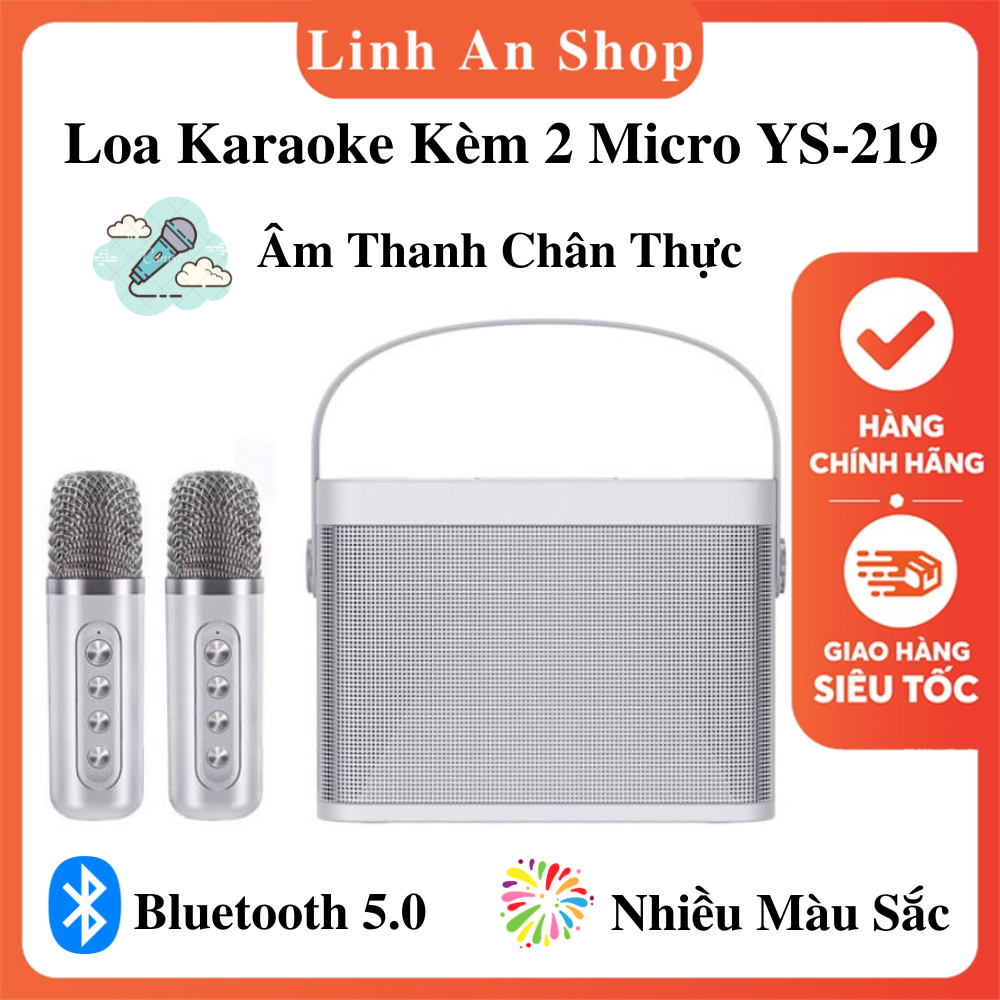 Loa Bluetooth Karaoke YS 219 Kèm 2 Micro Không Dây - Âm Thanh Chân Thực - Hiệu Ứng Đổi Giọng