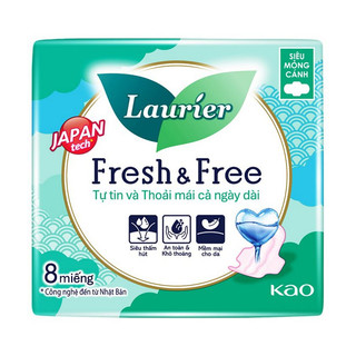 ( CÓ QUÀ - mẫu mới 2023) Băng vệ sinh Laurier Fresh and Free siêu thấm siêu mỏng cánh 8 miếng