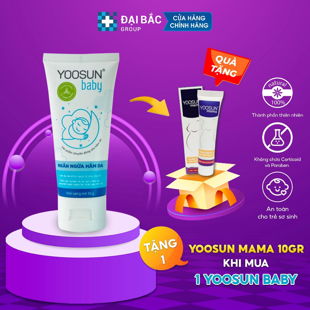 Mua 1 tuýp YOOSUN Baby giúp làm dịu, và ngăn ngừa hăm da cho bé 50g tặng một gương mini ngộ nghĩnh