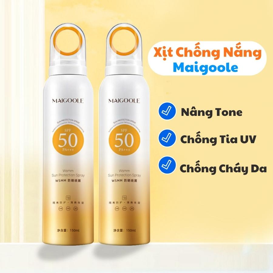 Kem Chống Nắng Dạng Xịt SPF50 PA+++, Xịt Chống Nắng Nâng Tone Trắng Da Maigoole Chống Tia Cực Tím, Ngăn Ngừa Lão Hoá Da