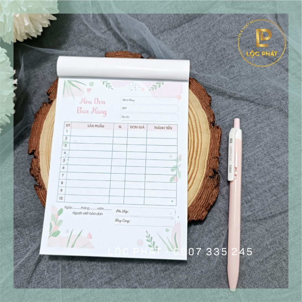 Mẫu mới: quyển Hóa đơn Bán Hàng nhiều mẫu siêu xinh ngang 11 cao 16 cm quyển 100 tờ