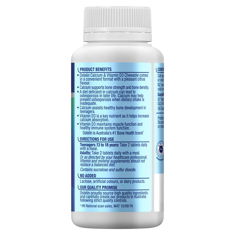 Viên nhai bổ sung Canxi và vitamin D3 vị cam chanh 60 viên - Hàng Úc nội địa