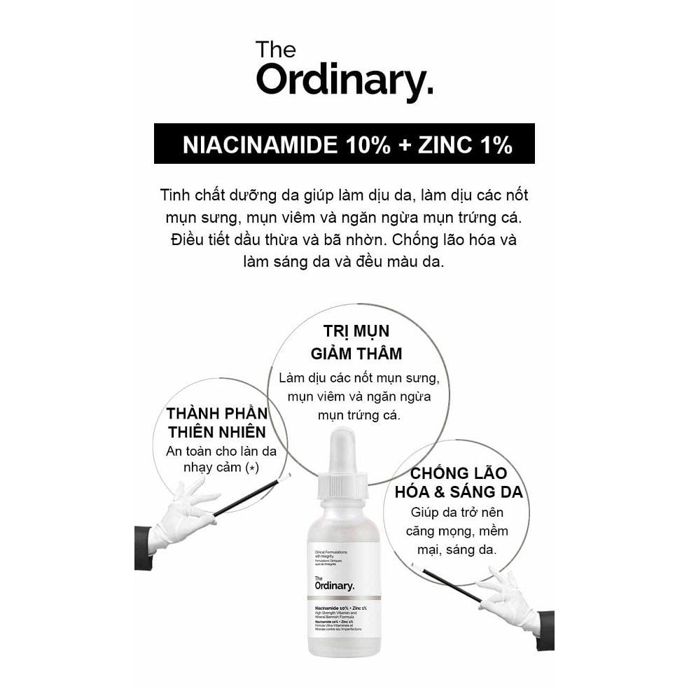 Serum The Ordinary Niacinamide 10% + Zinc 1% Giúp Cân Bằng Bã Nhờn Làm Sáng Da Thu Nhỏ Lỗ Chân Lông 30ml / Subeo beauty