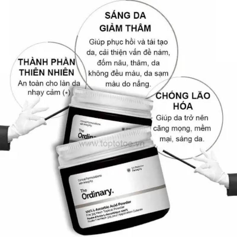 Bột Vitamin C sáng da mờ thâm The Ordinary 100% L-Ascorbic Acid Powder 20gr / Subeo Beauty