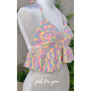 Áo len crop top bèo nhún yaoh wool - không lót
