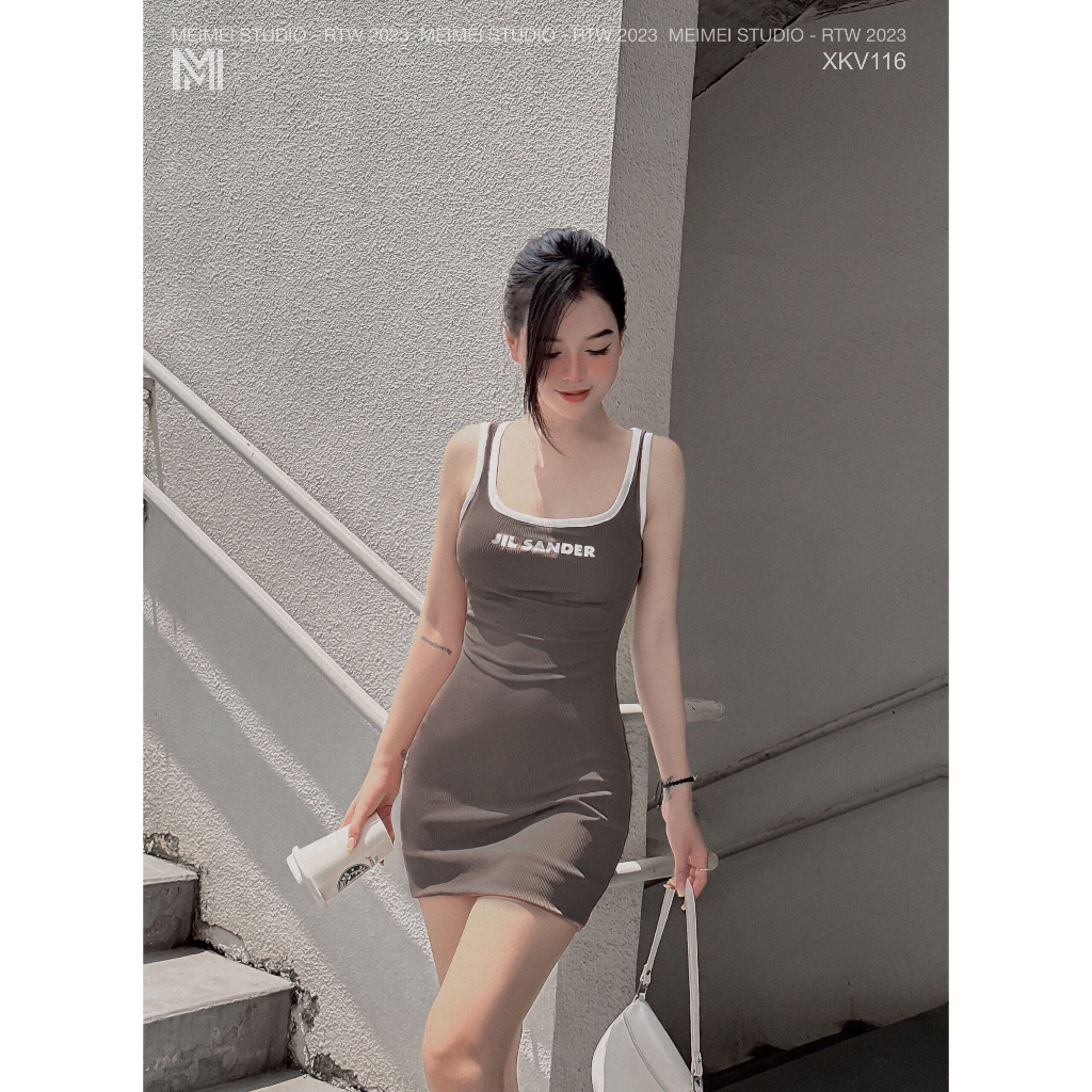 Váy ba lỗ dáng ngắn đến đùi, đầm body thun gân co giãn, mặc đi chơi, đi biển | XKV116 | MeiMei Studio
