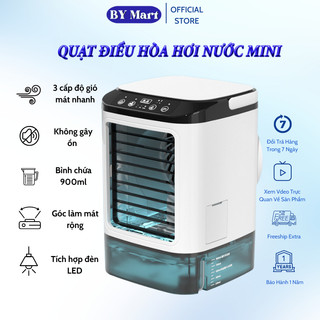 Quạt Điều Hòa Hơi Nước Mini, Máy Lạnh Để Bàn 3 Tốc Độ Gió, Bình Chứa Nước 900ml Phun Sương Kép Tiết Kiệm Điện Tối Đa
