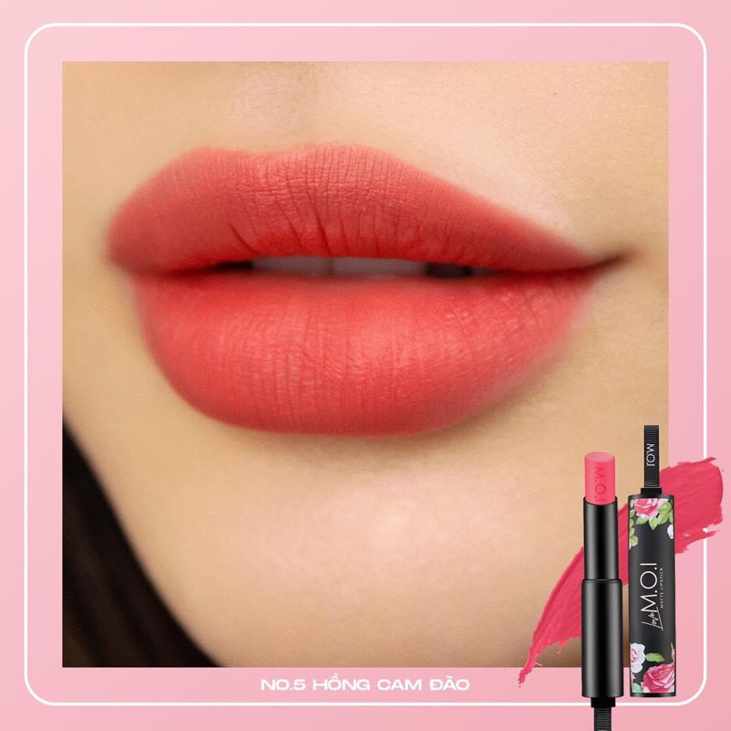 SON THỎI LOVE MOI by THUỲ TIÊN NO 5 (HỒNG CAM ĐÀO) M.O.I COSMETICS [chính hãng]