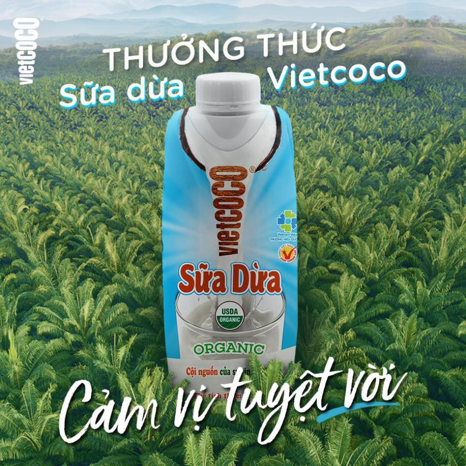 Bao sỉ -1 thùng ( 12 hộp)  Sữa Dừa ORGANIC  Vietcoco 500ml- 330ml / hộp -Organic Coconut Milk tốt cho sức khỏe