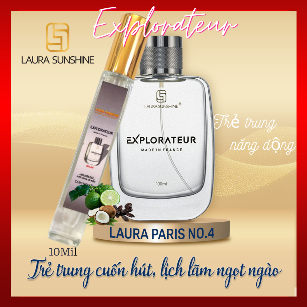 Nước Hoa Nam Explorateur Laura Paris No4  - Chai chiết [10mil] - Laura Sunshine Nhật Kim Anh