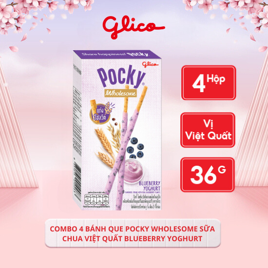 Combo 4 Bánh Que Pocky Wholesome Sữa Chua Việt Quất Blueberry Yoghurt