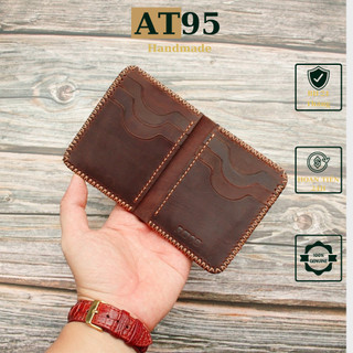 Ví đứng mini Liam 2 size nhỏ gọn da bò thật hàng thủ công thương hiệu AT95 HANDMADE