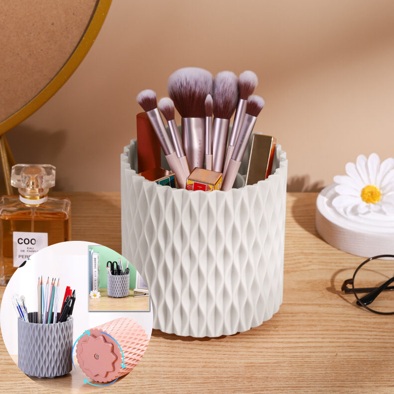 Hộp đựng bút, đựng cọ trang điểm 5 ngăn  tiện dụng chất liệu nhựa PP cao cấp Họa tiết sọc