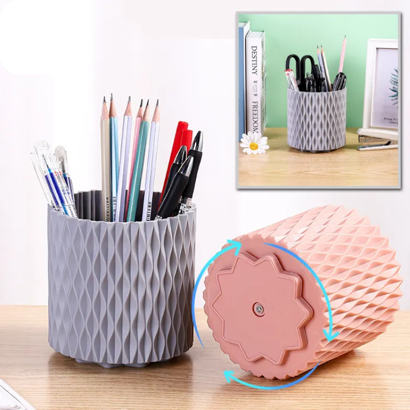 Hộp đựng bút, đựng cọ trang điểm 5 ngăn  tiện dụng chất liệu nhựa PP cao cấp Họa tiết sọc