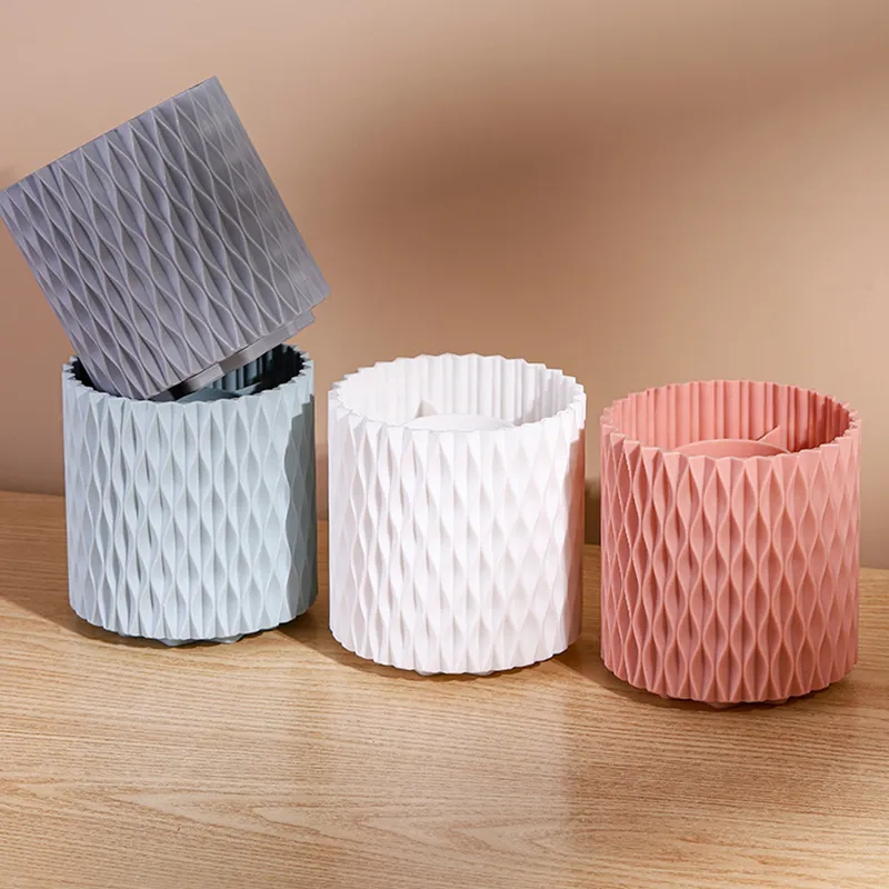 Hộp đựng bút, đựng cọ trang điểm 5 ngăn  tiện dụng chất liệu nhựa PP cao cấp Họa tiết sọc