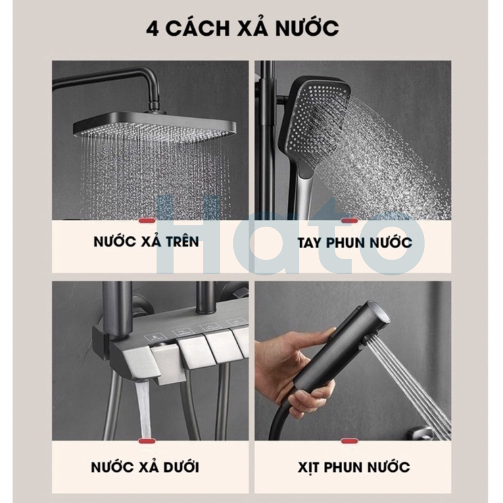 Sen Cây Tắm Đứng Mạ Nano Cao Cấp HATO , Bộ Vòi Hoa Sen Tắm Đứng Không Bám Cặn Canxi, Bộ Vòi Sen Cây Bảo Hành 5 Năm