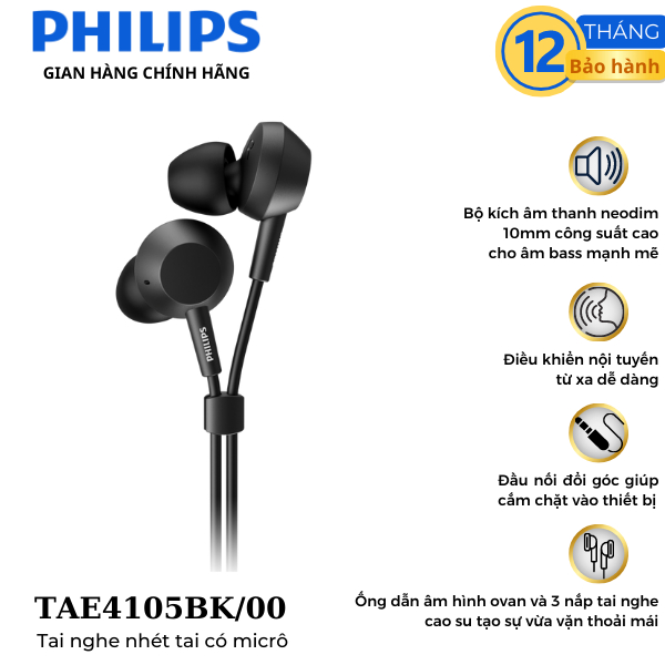 Tai nghe Philips chính hãng TAE4105BK/00