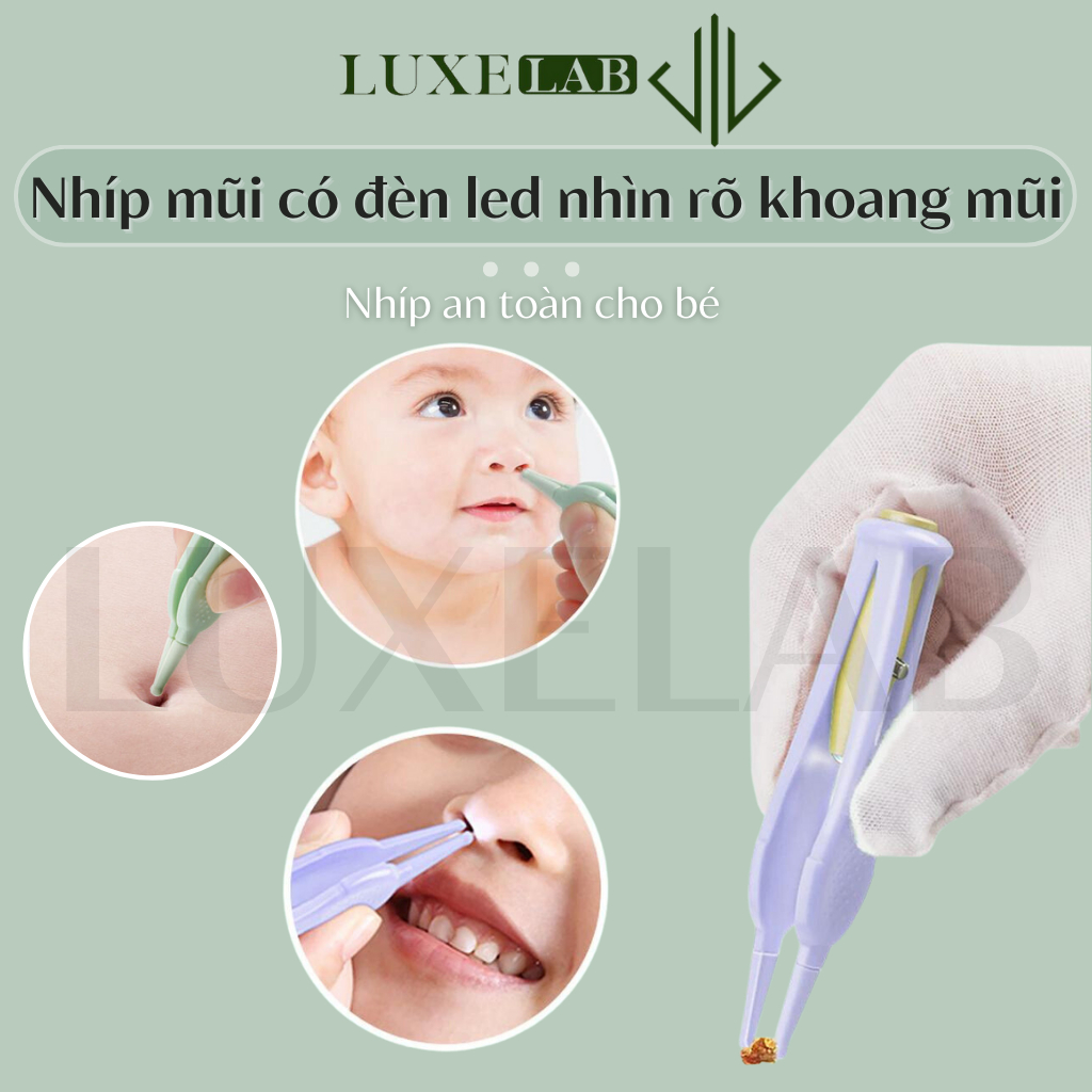 Bộ 3 Món Lấy Ráy Tai, Gắp Rỉ Mũi Cho Bé Có Đèn Led Và Kính Lúp Kèm Hộp LUXELAB 11815