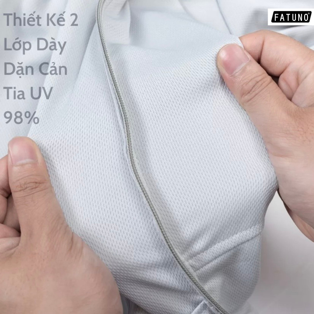 [VNXK - Loại dày] Áo Chống Nắng 2 Lớp Chất Liệu Hạt Gạo Kim Cương Thông Hơi Túi Khóa Kéo Mũ Trùm Kín Mặt Chống Tia UV