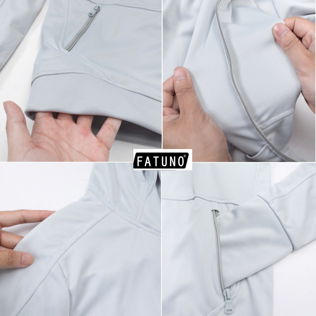 [VNXK - Loại dày] Áo Chống Nắng 2 Lớp Chất Liệu Hạt Gạo Kim Cương Thông Hơi Túi Khóa Kéo Mũ Trùm Kín Mặt Chống Tia UV