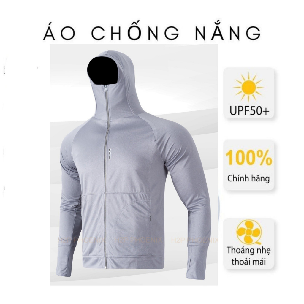 [VNXK - Loại dày] Áo Chống Nắng 2 Lớp Chất Liệu Hạt Gạo Kim Cương Thông Hơi Túi Khóa Kéo Mũ Trùm Kín Mặt Chống Tia UV