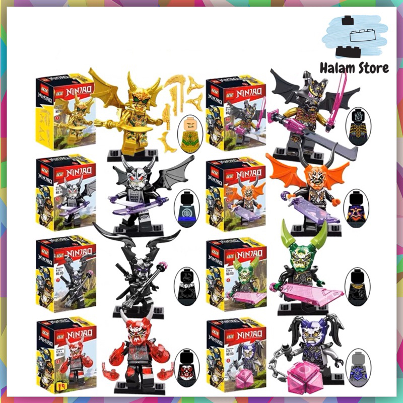 Mô hình lắp ráp bộ 8 minifigures Ninjago LELE - Đồ chơi xếp hình nhân vật Garmadon Overlord Oni Lloyd