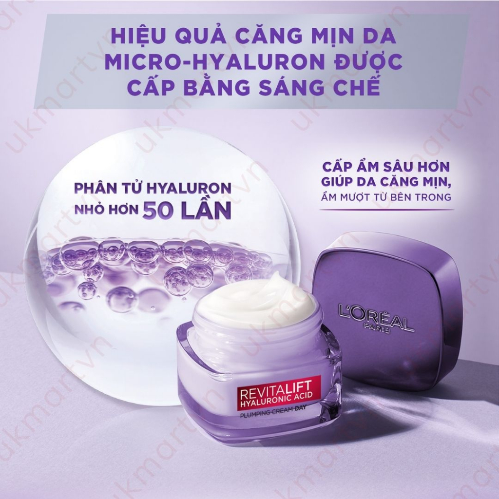 Kem Dưỡng L'Oréal Paris Siêu Cấp Ẩm Căng Mịn Da 50ml Revitalift Hyaluronic Acid Plumping Day Cream