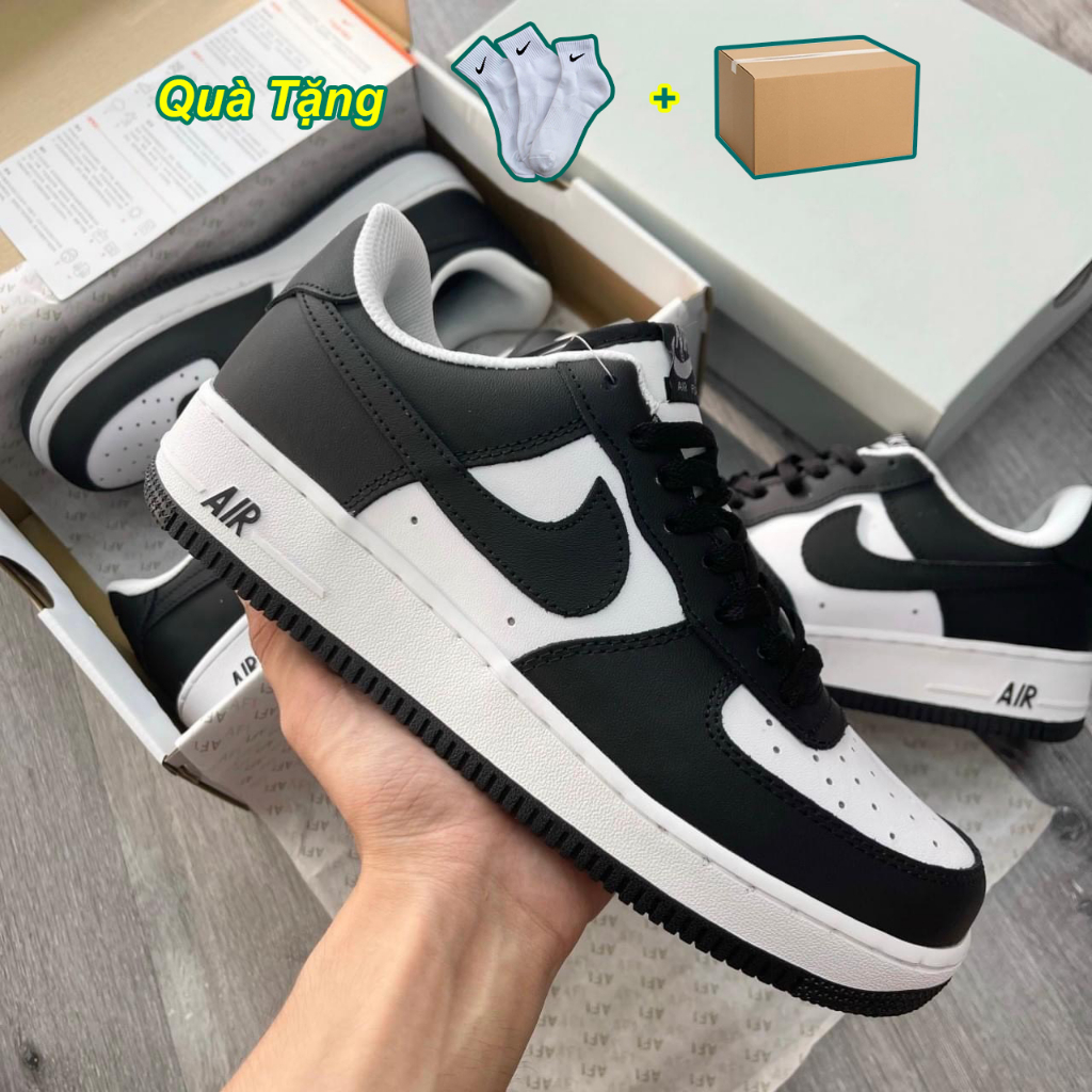 Giày_Air Force 1 Panda 2 Màu Đen Trắng, Giày AF1 Đen Trắng Nam Nữ Bản Cao Cấp Basic Dễ Phối Đồ Đủ Size 36-43