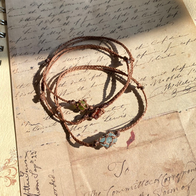 Vòng tay basic đá thô Peridot • Aquamarine • Garnet