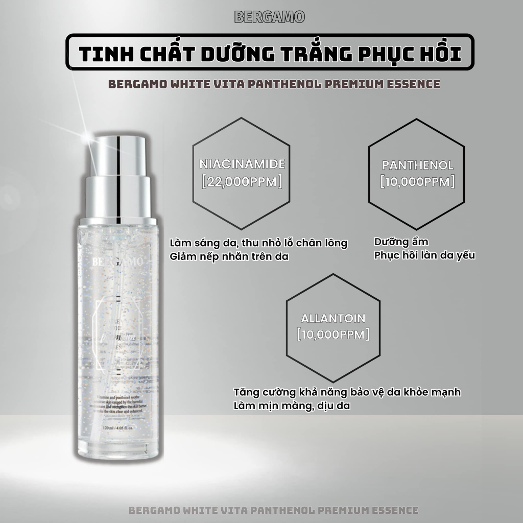 [BẢN NÂNG CẤP] Tinh Chất Dưỡng Trắng Bergamo White Vita Panthenol Premium 120ml