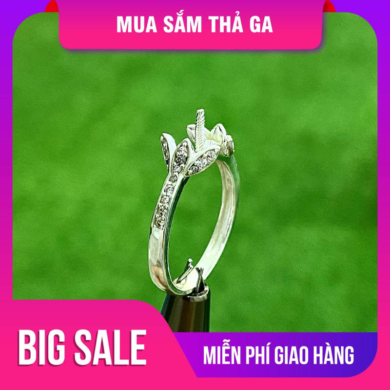 Vỏ nhẫn bạc 950 để đính ngọc trai, đính đá