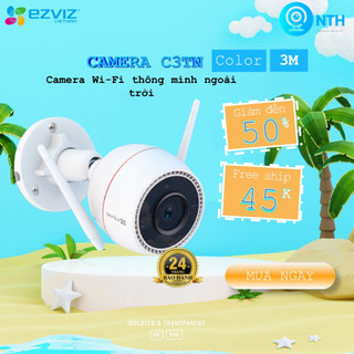 Camera wifi ezviz c3tn 3mpx 2k ngoài trời, có màu ban đêm, báo động đèn chớp, còi hú, đàm thoại 2 chiều, bảo hành 2 năm
